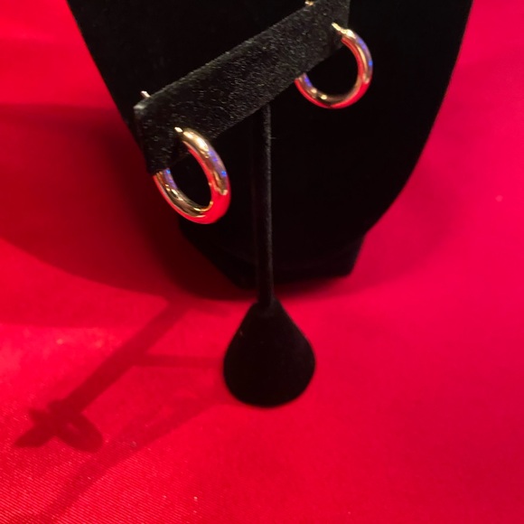 Francesca's Collections Gold Beaded Hoop Earrings. NEW - Picture 3 of 4